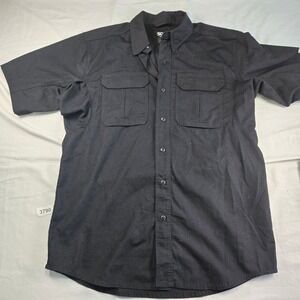SOG Tactical Black Short Sleeve Button Up Shirt Men's Size M Work Security